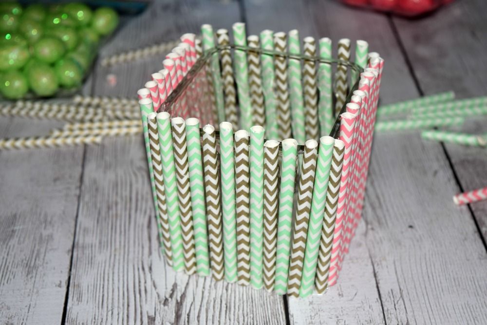 Homemade Easter Decor Straw Spring Vase